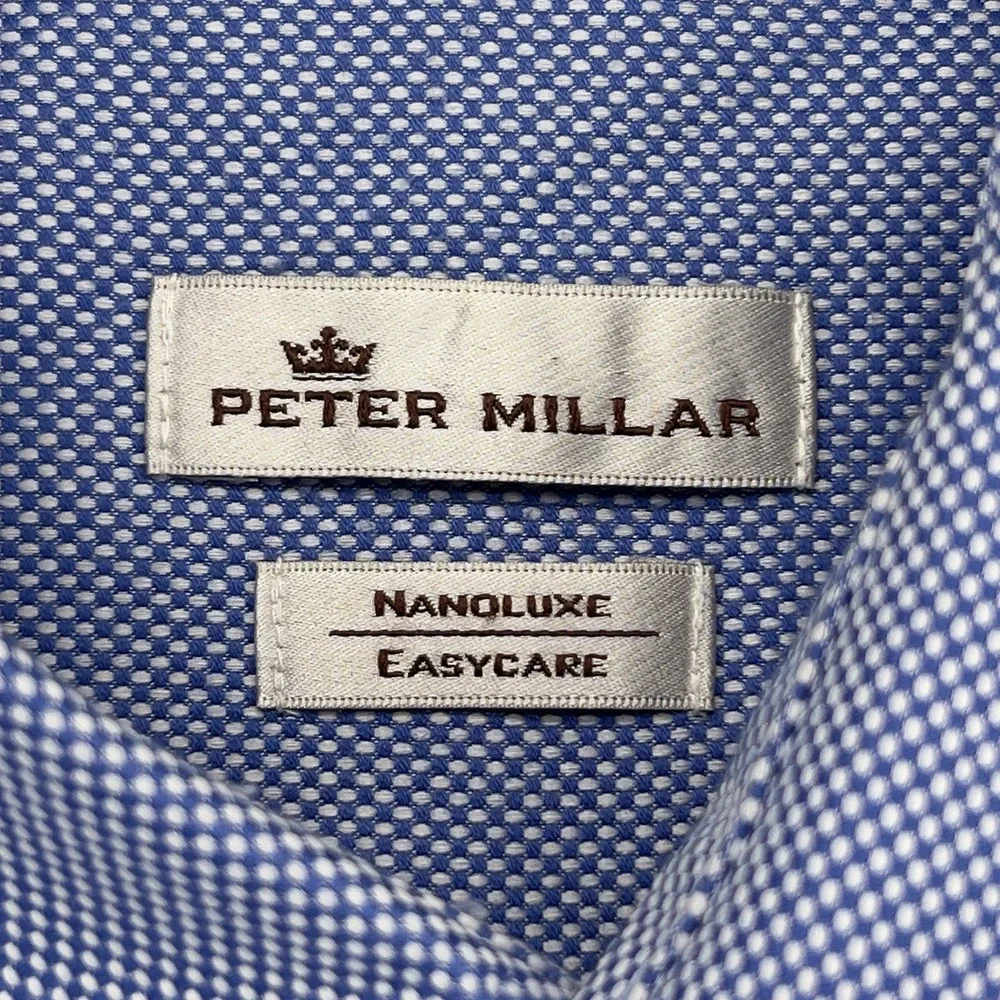 Peter Millar Long Sleeve  Button Down Mens Nanoluxe Easycare Sz Large Blue - Picture 6 of 14